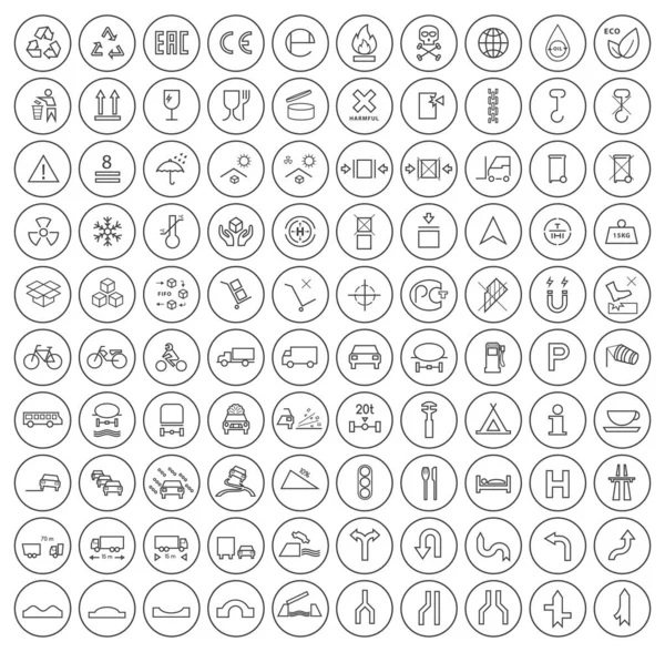 Conjunto 100 Iconos Negros Alta Calidad Estándar Universal Embalaje Mínimo — Vector de stock