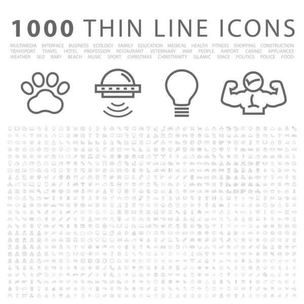 Ensemble 1000 Icônes Noires Élégantes Simples Modernes Isolées Éléments Vectoriels — Image vectorielle