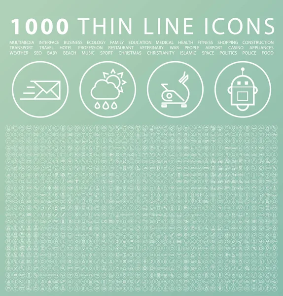 Set 1000 Iconos Blancos Elegantes Simples Modernos Aislados Botones Circulares — Vector de stock