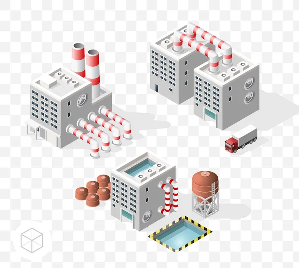 Set Isometric High Quality City Element Μοίρες Σκιές Διαφανές Φόντο — Διανυσματικό Αρχείο