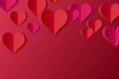 Gradyan Arkaplanda Kalbin Yüksek Kaliteli Kağıt Şekli. Tasarımınız için Aşk Posteri. İzole Vektör Elementleri
