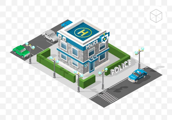 Set Elemente Izolate Înaltă Calitate Isometric City Spital Fundal Transparent — Vector de stoc