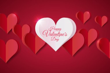 Gradyan Arkaplanda Kalbin Yüksek Kaliteli Kağıt Şekli. Tasarımınız için Aşk Posteri. İzole Vektör Elementleri