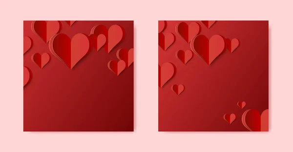 Conjunto Forma Papel Alta Calidad Del Corazón Sobre Fondo Gradiente — Archivo Imágenes Vectoriales