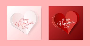 Gradyan Arkaplan Üzerine Yüksek Kalite Kağıt Şekli. Tasarımınız için Aşk Posteri. İzole Vektör Elementleri