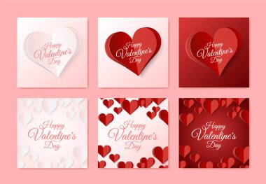 Gradyan Arkaplan Üzerine Yüksek Kalite Kağıt Şekli. Tasarımınız için Aşk Posteri. İzole Vektör Elementleri