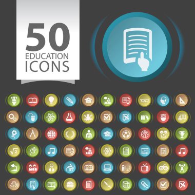 Siyah Arkaplanda Çağdaş Dairesel Düğmeler Üzerinde 50 Düz Aile Simgesi