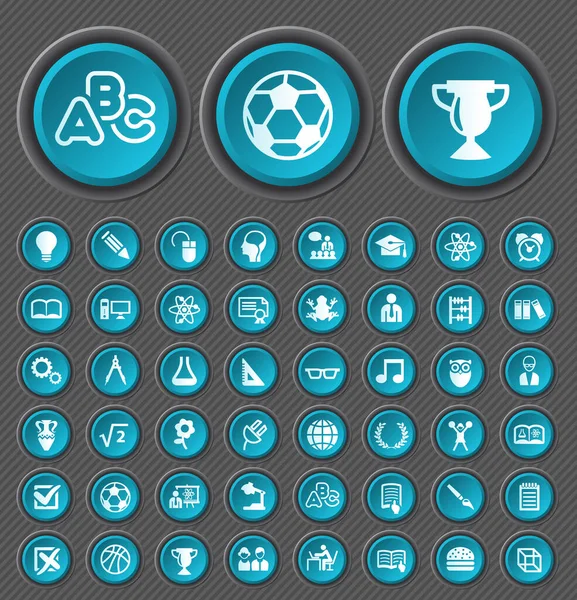 Conjunto Iconos Educación Botones Circulares — Vector de stock