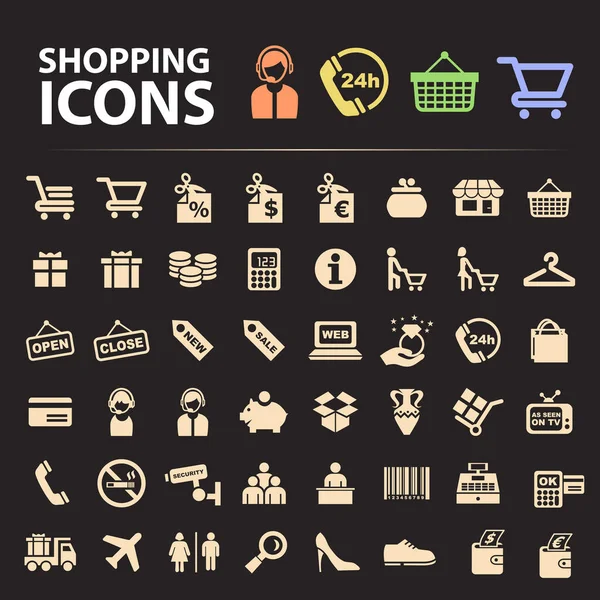 Set Van Shopping Iconen Voor Design Geïsoleerde Vectorelementen Stockvector