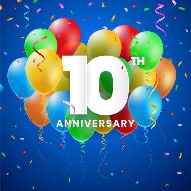 İyi ki Doğdun Parti Tasarımı için 3 Boyutlu Sayılar ve Köpüklü Konfeti ile Yüksek Kaliteli Yıldönümü Kutlaması Posteri. İzole Vektör Elementleri