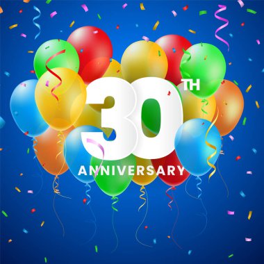 İyi ki Doğdun Parti Tasarımı için 3 Boyutlu Sayılar ve Köpüklü Konfeti ile Yüksek Kaliteli Yıldönümü Kutlaması Posteri. İzole Vektör Elementleri