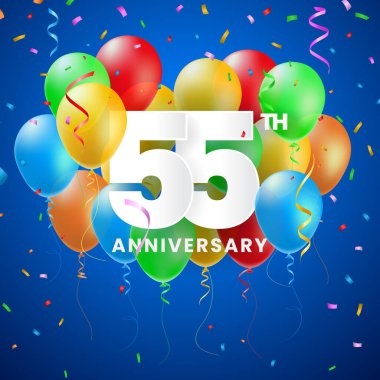 İyi ki Doğdun Parti Tasarımı için 3 Boyutlu Sayılar ve Köpüklü Konfeti ile Yüksek Kaliteli Yıldönümü Kutlaması Posteri. İzole Vektör Elementleri