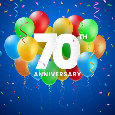 İyi ki Doğdun Parti Tasarımı için 3 Boyutlu Sayılar ve Köpüklü Konfeti ile Yüksek Kaliteli Yıldönümü Kutlaması Posteri. İzole Vektör Elementleri