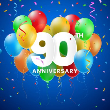 İyi ki Doğdun Parti Tasarımı için 3 Boyutlu Sayılar ve Köpüklü Konfeti ile Yüksek Kaliteli Yıldönümü Kutlaması Posteri. İzole Vektör Elementleri