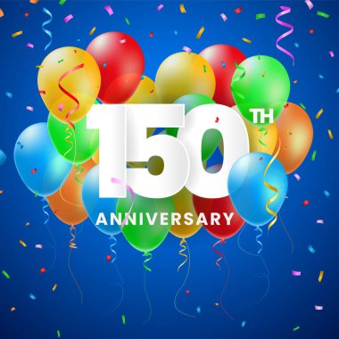 İyi ki Doğdun Parti Tasarımı için 3 Boyutlu Sayılar ve Köpüklü Konfeti ile Yüksek Kaliteli Yıldönümü Kutlaması Posteri. İzole Vektör Elementleri