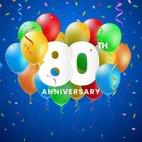 Cartaz Celebração Aniversário Alta Qualidade Com Números Com Confetti Espumante — Vetor de Stock