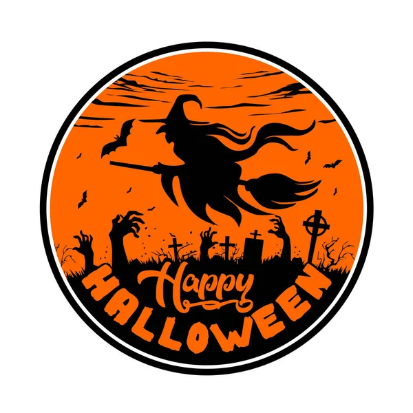 Halloween Čarodějnice Létající Koštěti Halloween Party Plakát Horory Prvky Úplněk — Stockový vektor