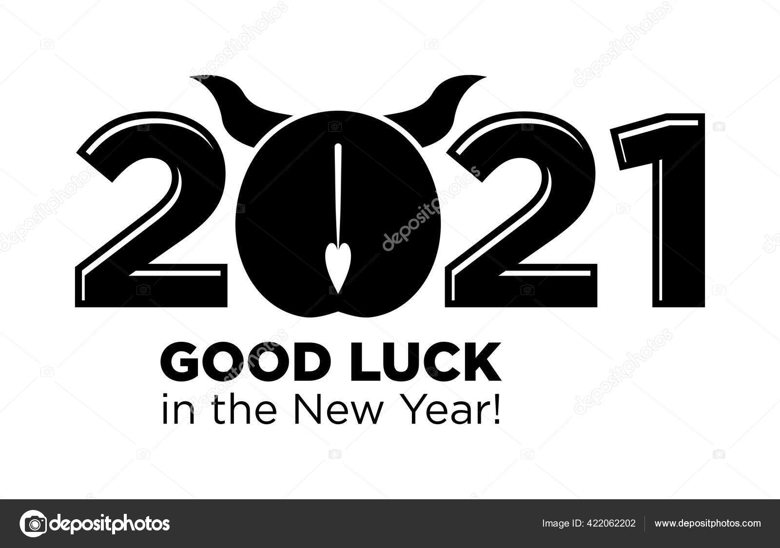 2021 Wishes Good Luck New Year Bull's Ass Funny Symbol Stock Vector