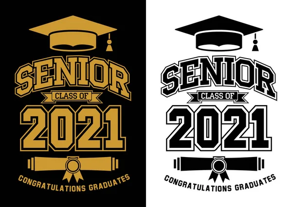 Seniorenklasse 2021 Zur Begrüßung Einladungskarte Text Für Abschlussdesign Gratulationsveranstaltung Shirt — Stockvektor