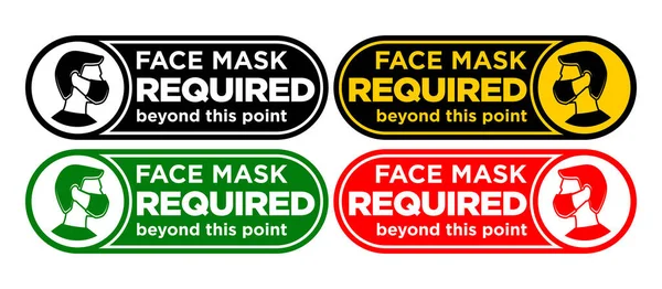 Máscara Facial Requerida Más Allá Esta Señal Advertencia Pegatina Medida — Archivo Imágenes Vectoriales
