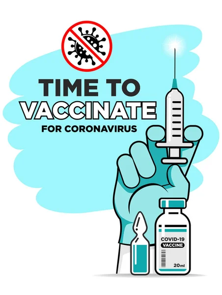 Main Médecin Infirmière Gant Médical Fait Vaccin Contre Coronavirus Flacon — Image vectorielle