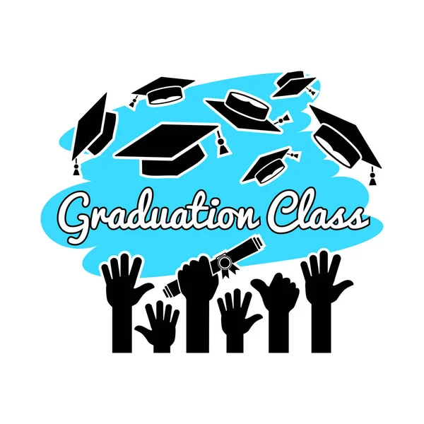 Graduation Celebration Concept Graduates Throw Hats Vector — Stock Vector