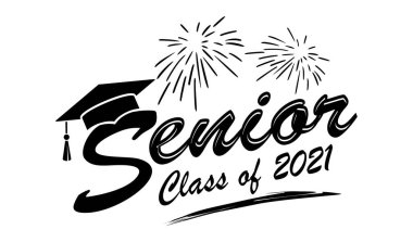 Son sınıf 2021, tebrik kartı için havai fişek gösterisi. Mezuniyet tasarımı, kutlama etkinliği, tişört, parti, lise ya da üniversite mezuniyeti metni. Şeffaf arkaplanda vektör
