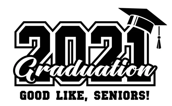 Seniorenklasse 2021 Gruß Einladungskarte Text Für Abschlussdesign Gratulationsveranstaltung Shirt Party — Stockvektor