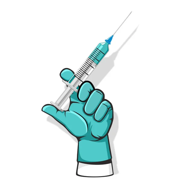 Χέρι Γιατρού Νοσηλευτή Ιατρικό Γάντι Σύριγγα Εμβόλιο Διάνυσμα Διαφανές Φόντο — Διανυσματικό Αρχείο