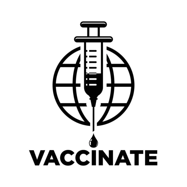Global Covid Vaccination Concept Jeringa Médica Con Una Aguja Fondo — Vector de stock