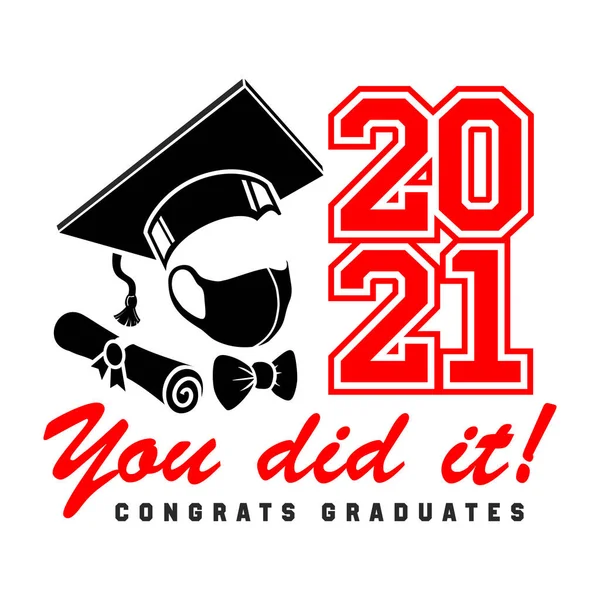 2021 Class Graduate Concept Registration Congratulations School Graduates Design Shirt — Stock Vector