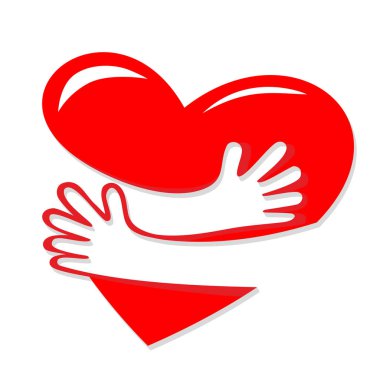 Kucaklaşmak ya da el ele tutuşmak kalbi oluşturur. Şeffaf arkaplanda vektör aşk sembolü