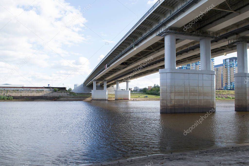 View of the Tura River and the Right-Bank housing complex in Tyumen, Russia