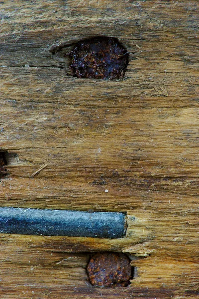 Old Worn Wood Texture Rusty Nails — Stock Photo, Image