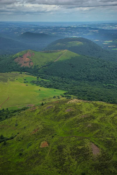 Панорама Домів Англ Chaine Des Puys Auvergne Панорама Домів Puy — стокове фото