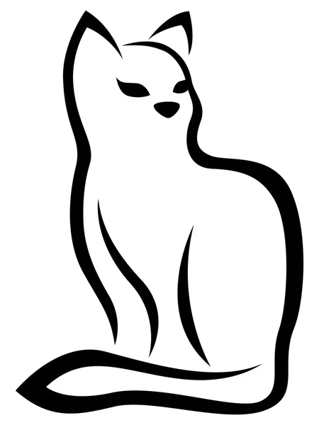 Stilizzato seduto gatto nero — Vettoriale Stock