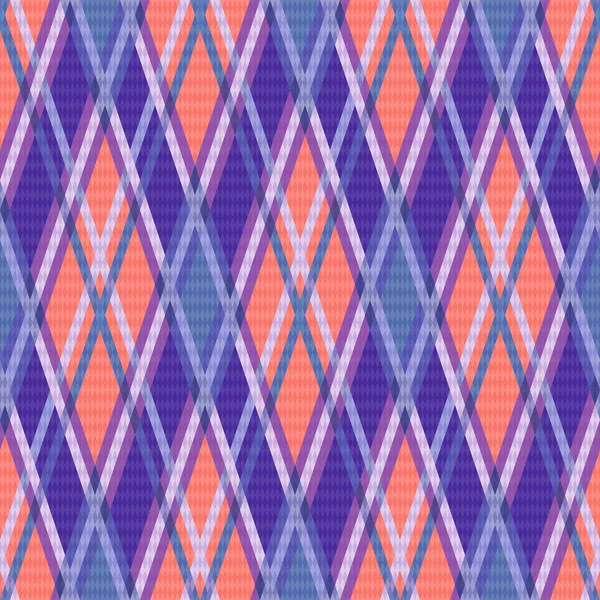 Patrón rombico sin costuras en azul, coral y violeta — Vector de stock