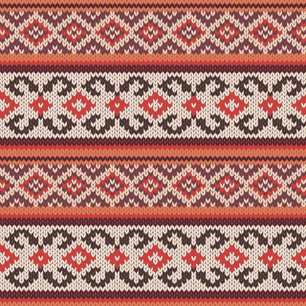 Motif tricoté sans couture dans des teintes chaudes — Image vectorielle