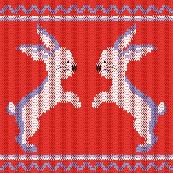 Patrón de punto con conejos — Archivo Imágenes Vectoriales