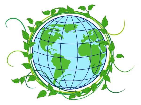 Planeta ziemia okryty zielony wieniec — Wektor stockowy