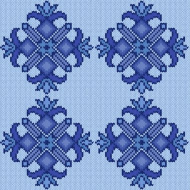 Örme sorunsuz çiçek desenli mavi tonlar