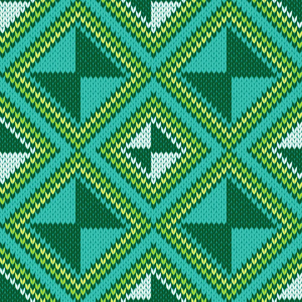 Stickade Seamless mönster i turkos och grön — Stock vektor