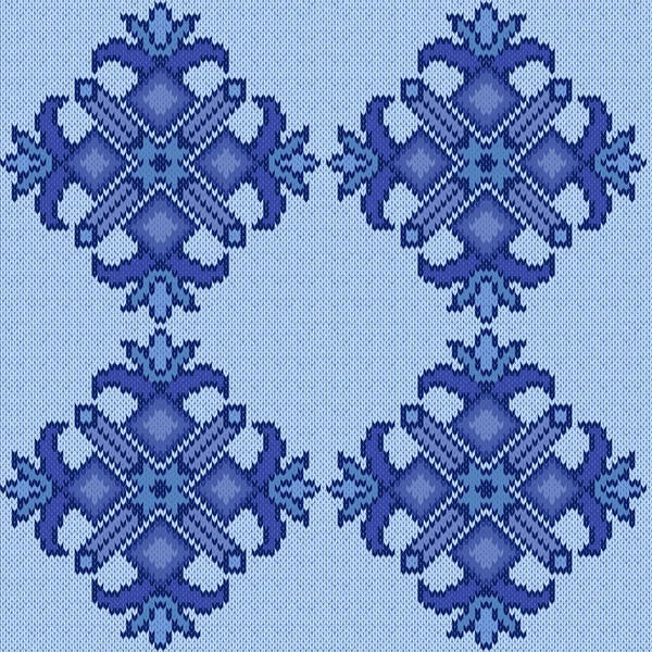 Pletené bezešvé květinovým vzorem v modré odstíny — Stockový vektor