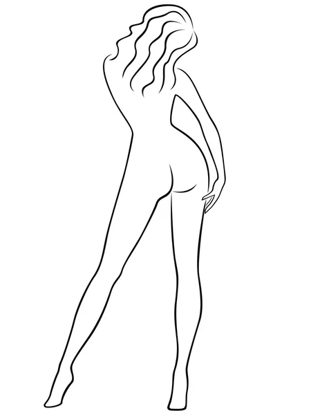 Абстрактная изящная женская фигура со спины — стоковый вектор