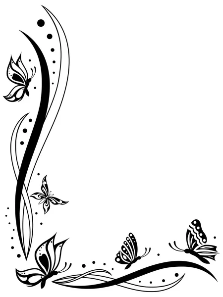 Tarjeta de felicitación floral con mariposas — Vector de stock
