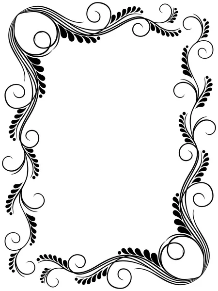 Cadre floral abstrait noir et blanc — Image vectorielle
