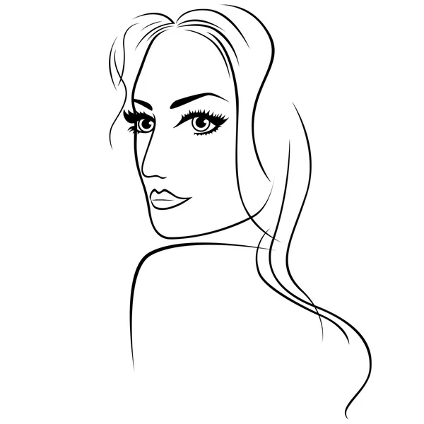 Mujer atractiva con el pelo largo — Vector de stock