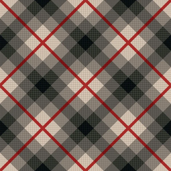 Diagonal seamless fabric pattern in gray and red — Stock Vector