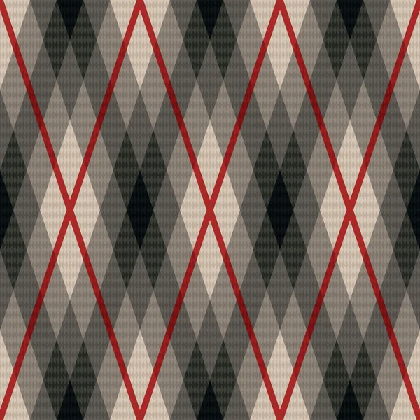 Patrón de tela sin costura rombica en gris y rojo — Archivo Imágenes Vectoriales