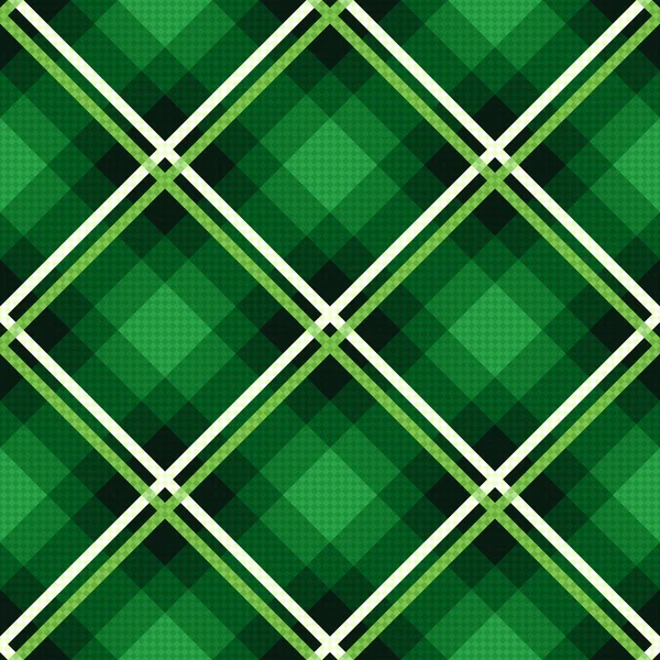 Diagonal seamless fabric pattern mainly in emerald hues — Stock Vector